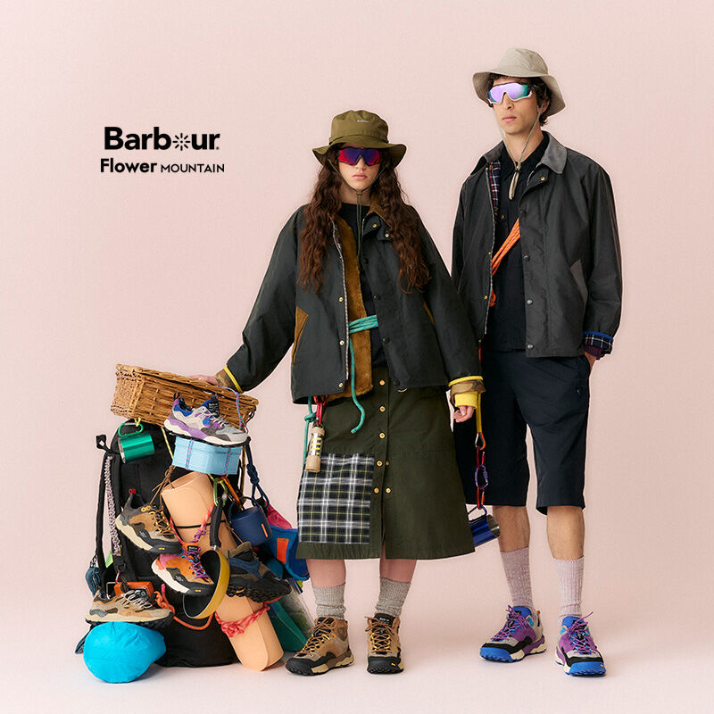 ★新品★Barbour×Flower Mountain コラボジャケット Shop XL BARBOUR X FLOWER MOUNTAIN Jacket in Navy-Orange - F